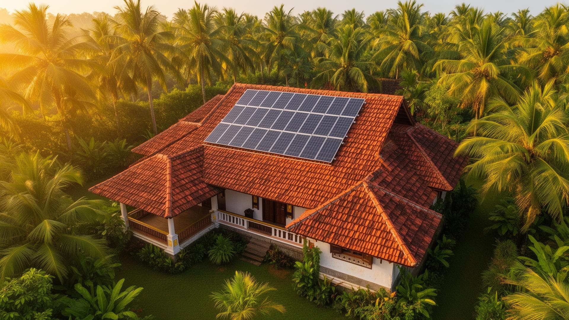 Kerala house with solar panels